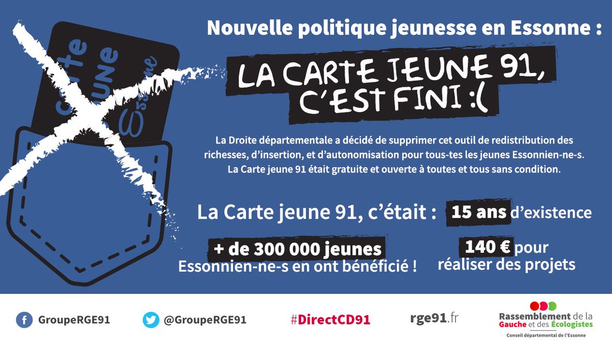 Après 15 ans d'existence, la #CarteJeune91 : c'est fini ! #DirectCD91