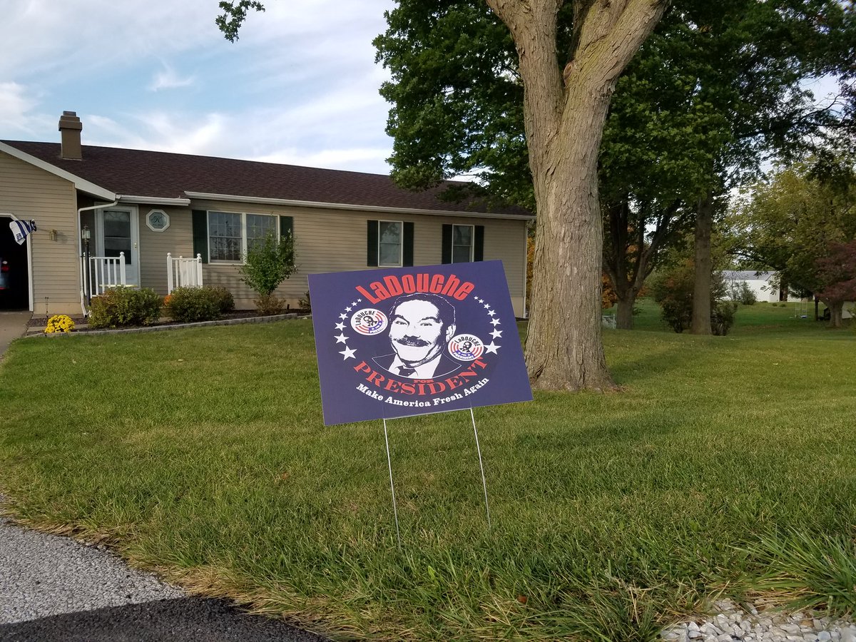 Thank you to Twitter user <a href="/eklauser56/">Klauser56</a> for making his own yard sign. The message of LaDouche is spreading far and wide!