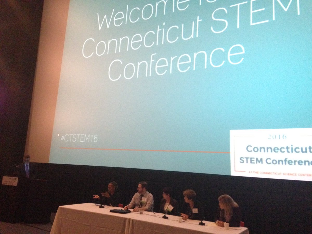CASherwood's tweet photo. Panel moderated by @MarkDixonTV to kick off #CTSTEM16. @CTScienceCenter @UofHartford https://t.co/wH4ElUyOHL