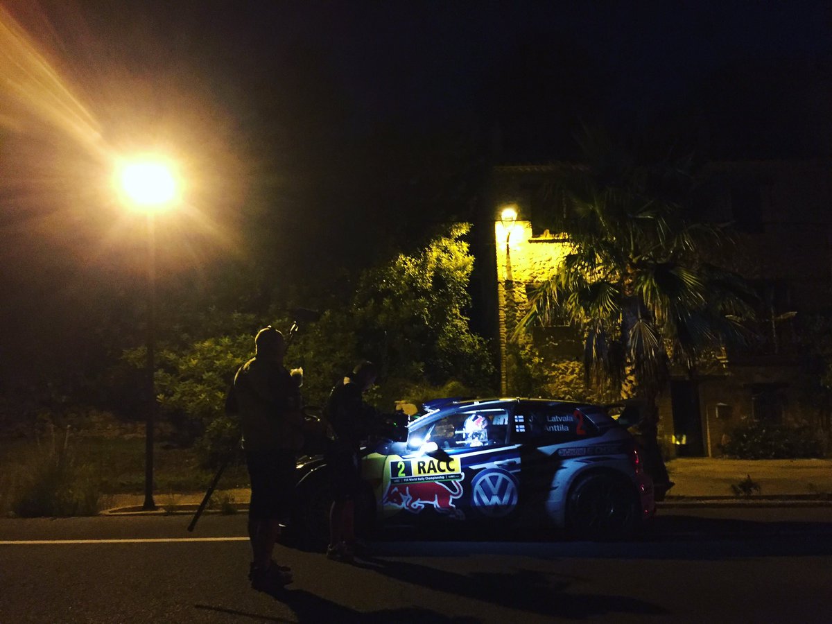 7 am, Sunday morning, they park under the last street light before the start of the first stage. <a href="/OfficialWRC/">FIA World Rally Championship</a> <a href="/JariMattiWRC/">Jari-Matti Latvala</a> #wrcmagic