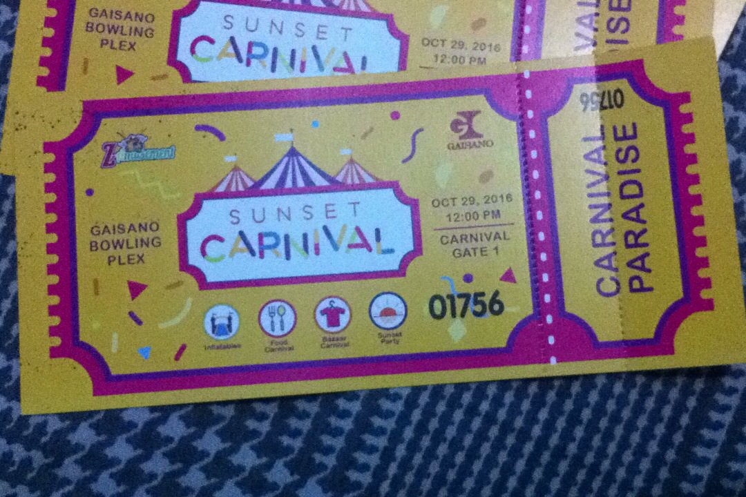 KIDINEARS's tweet photo. Selling SUNSET CARNIVAL TICKETS!.. For the price and more info please call: 09336931773 https://t.co/moGSMXyQYY