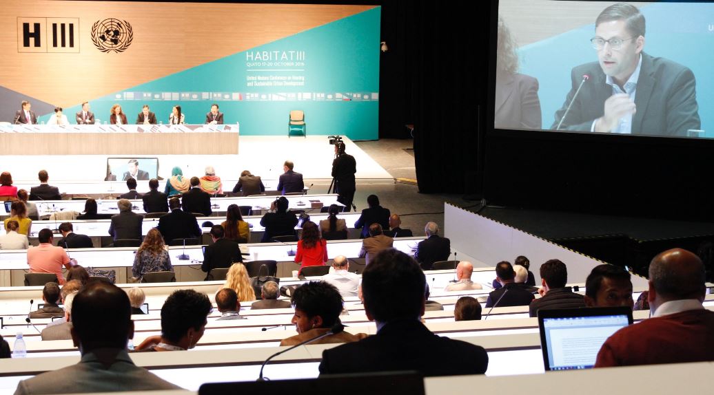 At #Habitat3's Business Assembly, <a href="/HolcimEcuador/">Holcim Ecuador</a> CEO Nick Traber underlined importance of stakeholder commitment to SDGs. #AHSolutionsWeek