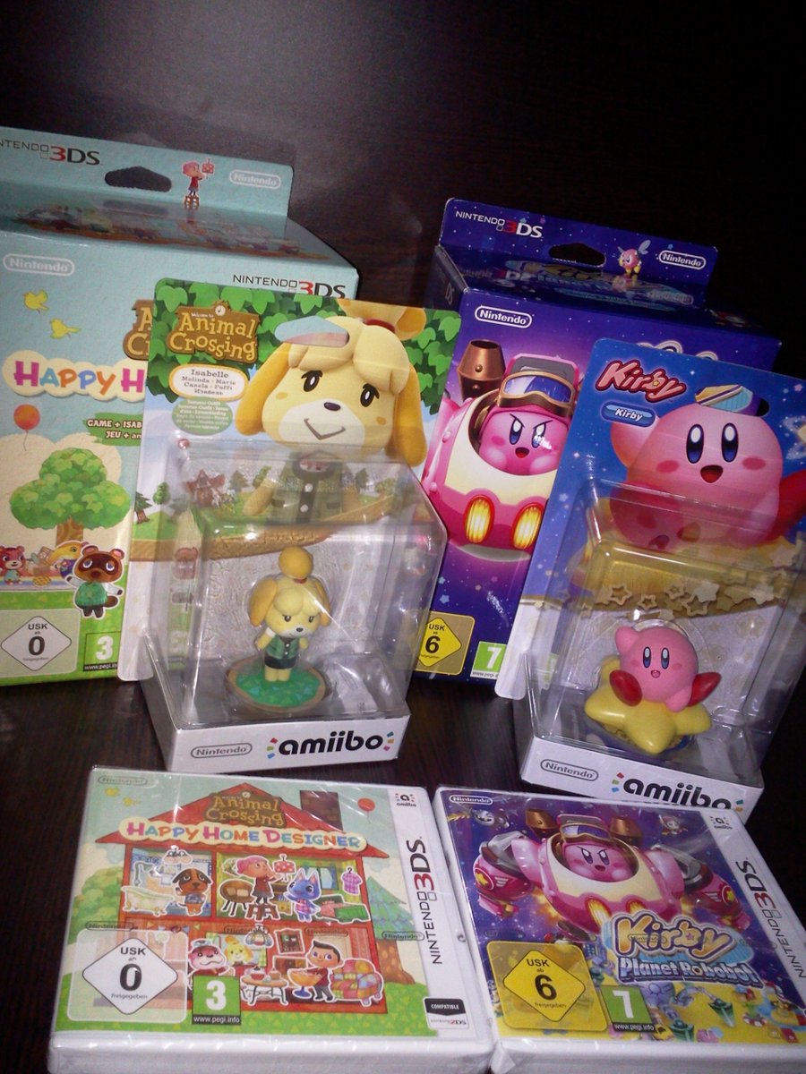 solecon64's tweet photo. FINALLY got these bundles. The #3DS has some great games. 
@AC_Isabelle #AnimalCrossing #Kirby #Amiibo #AmiiboCollection #3DSCollection https://t.co/5kfntmSxNz