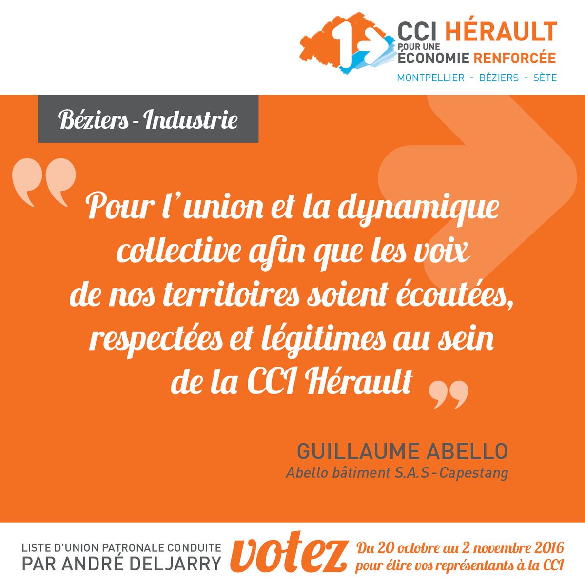 ADeljarry's tweet photo. André #DELJARRY pour 1 #économie renforcée #1CCIHerault
#electionCCI2016 @1CCIHerault https://t.co/TXKRwGYe2D
