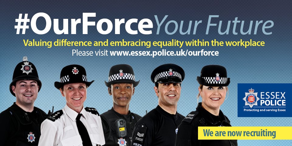 EssexPoliceUK's tweet photo. #OurForce is recruiting for officers. If you're looking for a career that's challenging + rewarding apply today: https://t.co/5pZuNnoeYV https://t.co/1bQXyJWTTZ