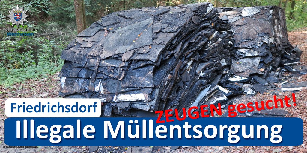Polizei_WH's tweet photo. Bei #Friedrichsdorf #Köppern/ #L3041 wurde größereMenge Müll illegal im Wald entsorgt (Dachpappe).Wir suchen Zeugen!
https://t.co/pO5X4jx1LU https://t.co/J7NgjIgeeb