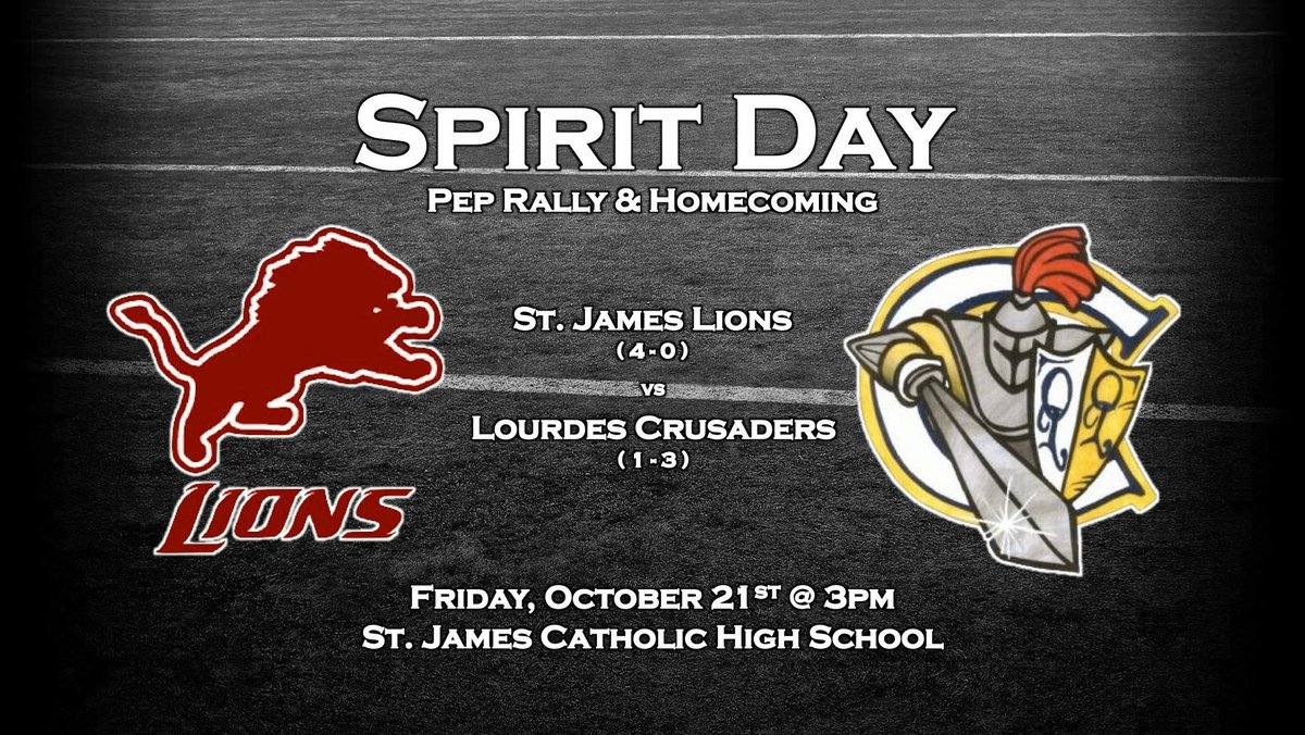 StJamesLionsFB's tweet photo. @StJamesLionsFB vs @FSadernation 
🗓: October 21st @ 3PM
📍: St. James Catholic High School
#LionPride🐾 | #D10Football https://t.co/RYjV8JNziG