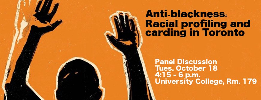 UTAPSS's tweet photo. Come out to our first panel discussion of the year! https://t.co/CZjdIHp0F2 #racialprofiling #toronto #uoft https://t.co/xQgWEqtnz3