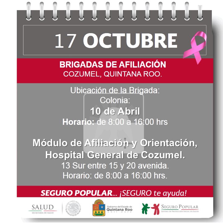 17 de Octubre, Afiliación y Reafiliación al #SeguroPopular en #Cozumel. #SaludParaTodos <a href="/alejandro_aaav/">Alex Alamilla Villanueva</a>