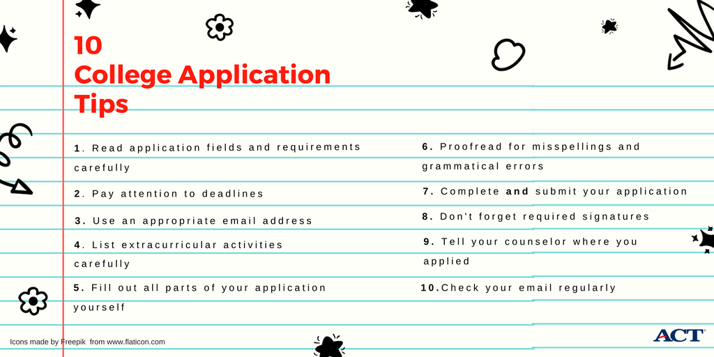 ACTStudent's tweet photo. 10 college application tips to keep in mind before sending in your materials. https://t.co/3y7qgmhwBZ