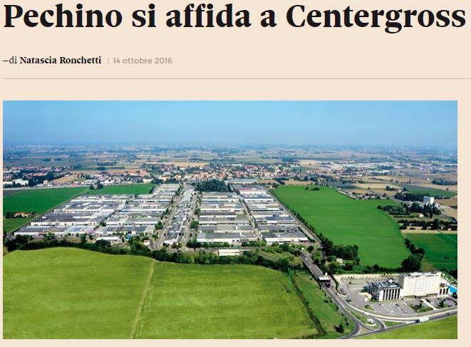 Pechino si affida al #centergross. L'articolo usicto su #IlSole24ORE : bit.ly/2e1oH0b