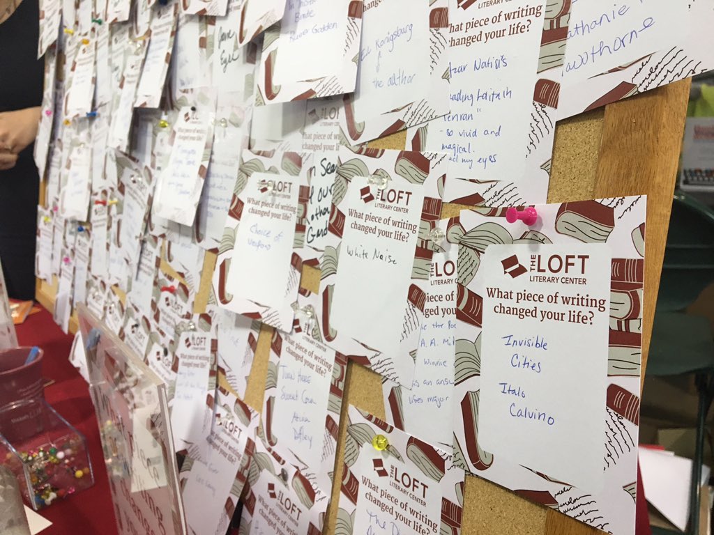 throwbackbooks's tweet image. We shared ours! Share what piece of writing changed your life at @loftliterary 's booth (501) at #TCBF16