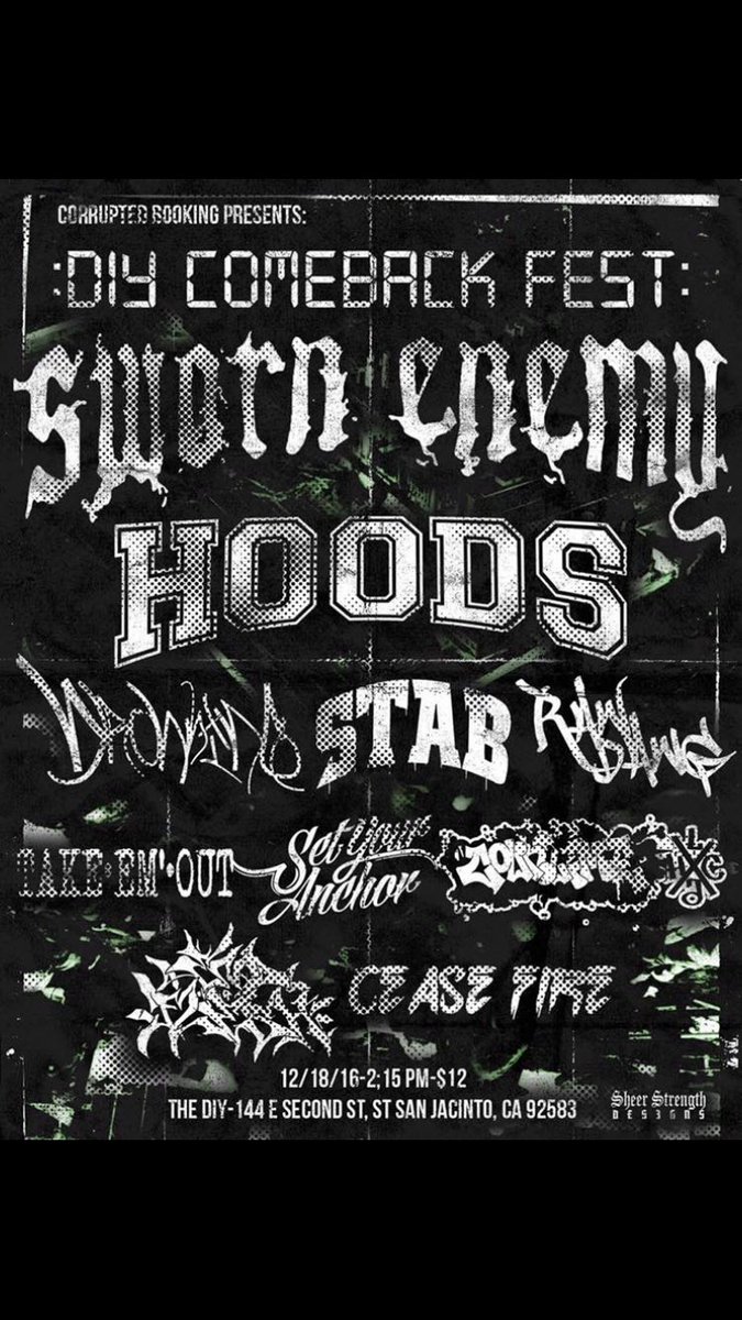 theDIY_'s tweet photo. Get your tickets now!!! Only 100 spots available for this event. Don't sleep on it!!! #diyvenue #sanjacinto #california #shows #music https://t.co/JkYl3SKJsI