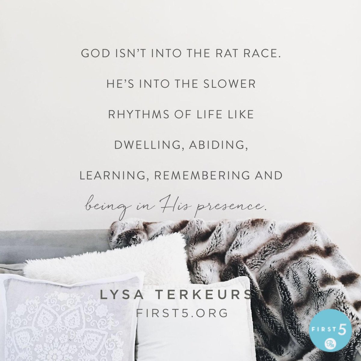 LysaTerKeurst's tweet photo. God isn’t into the rat race. He’s into the slower rhythms of life like dwelling, abiding, learning, remembering and being in His presence. https://t.co/IFacFcpptW