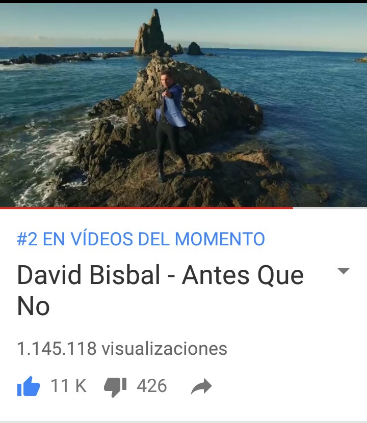 lauralmeria's tweet photo. 1.145.118 visualizaiones de #AntesQueNoVideo y el 2° video mas visto del momento 👏👏👏👏 @davidbisbal Eres muy GRANDE 😘 #AntesQueNo 🎤 https://t.co/ehMEilJOYC
