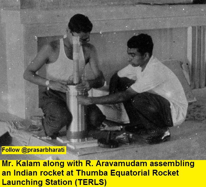 #RememberingKalam: Dr #APJAbdulKalam working on a rocket part at Thumba Equatorial Rocket Launching Station in 1960s.