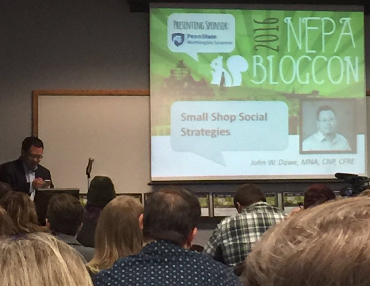 undergradwoman's tweet image. Right now, John Dawe who is one of my Facebook only BFF is speaking #NEPABlogCon