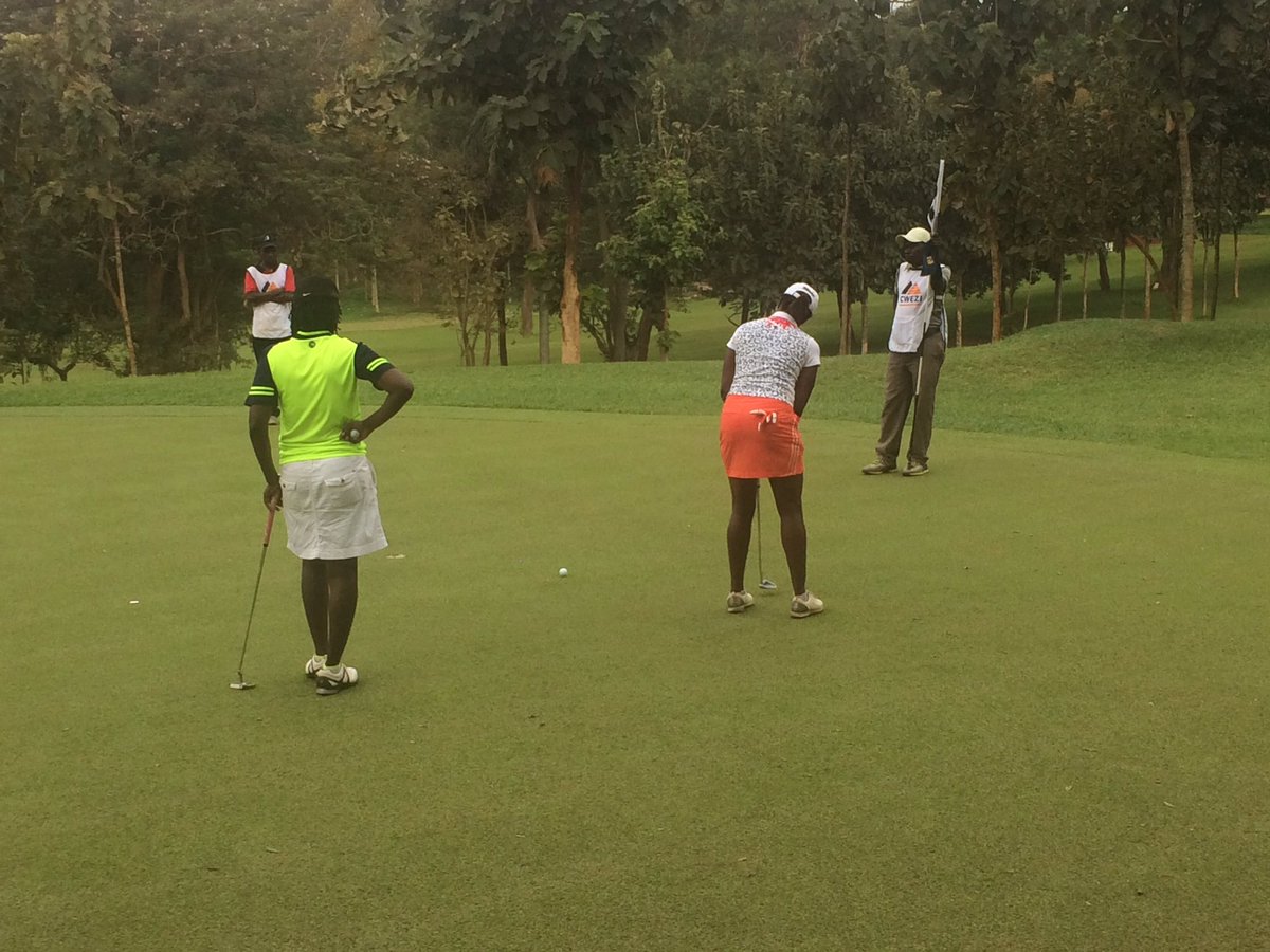 UGolfLUnion's tweet photo. The pressure group get pars on the short par-3 Hole No.17. Namakula remains 4 strokes ahead of Nakalembe, 18th to go https://t.co/NTppunb6Xa