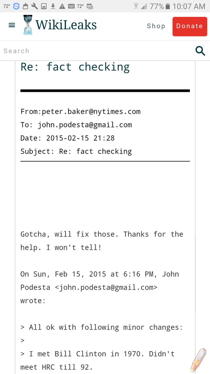 yolanda_holman's tweet photo. Another NYT reporter checking with Podesta before story runs. #podestaemails8
WikiLeaks - The Podesta Emails
https://t.co/GI8pnHuoPg https://t.co/vGEgEO9lxZ