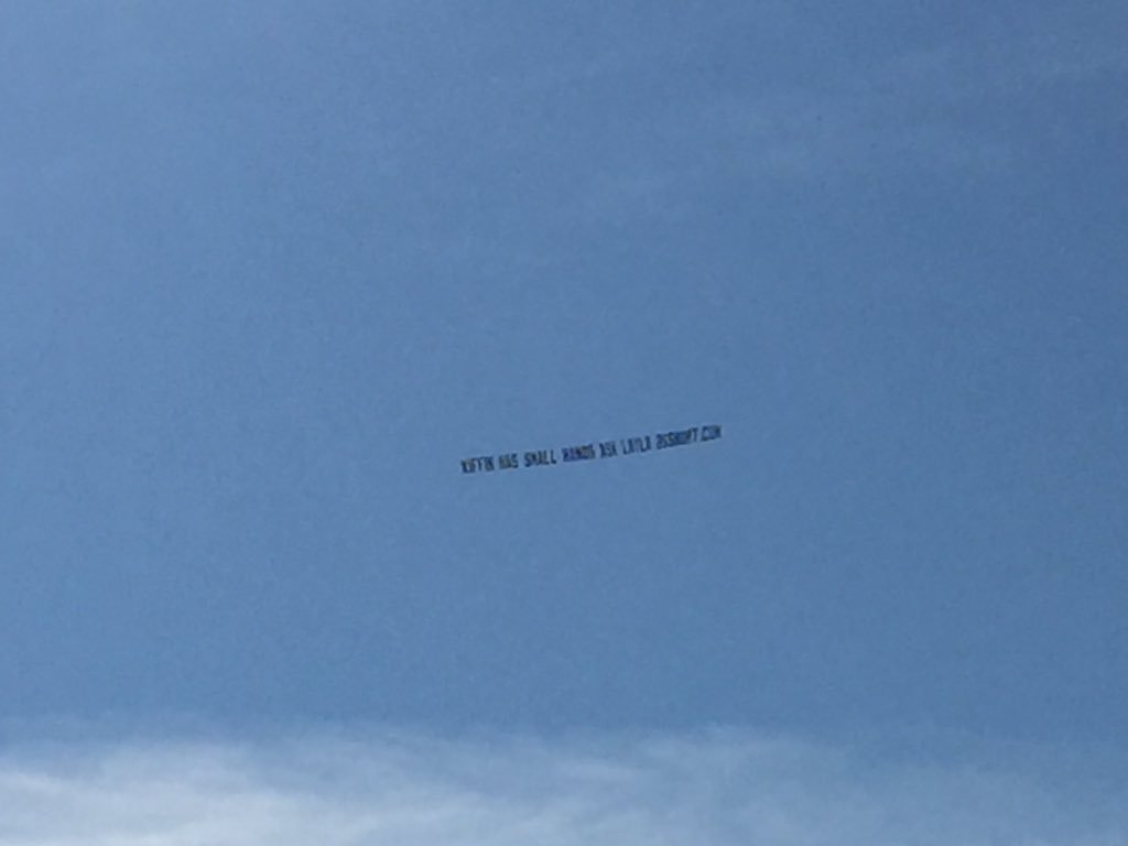 "Kiffin has small hands ask Layla" sign being flown in circles over Knoxville right now.