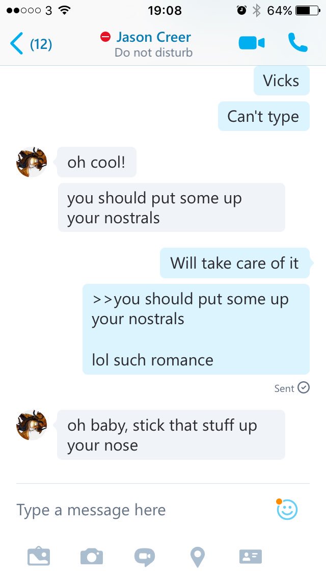 ObabScribbler's tweet photo. The romance of a long term relationship. ;) #Ihaveflu https://t.co/tUhnxe20lO