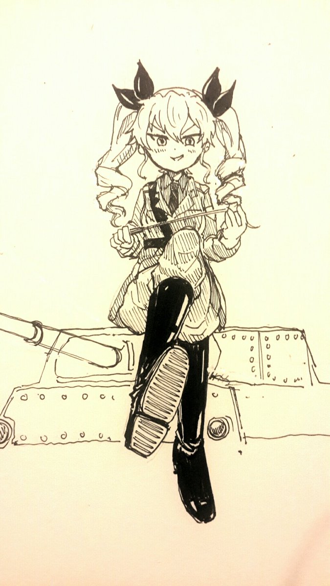 1video is not enough so heres
#inktober day 16
Also #anchovy 
Didnt planned out the tank properly :(
#garupan #ガルパン 