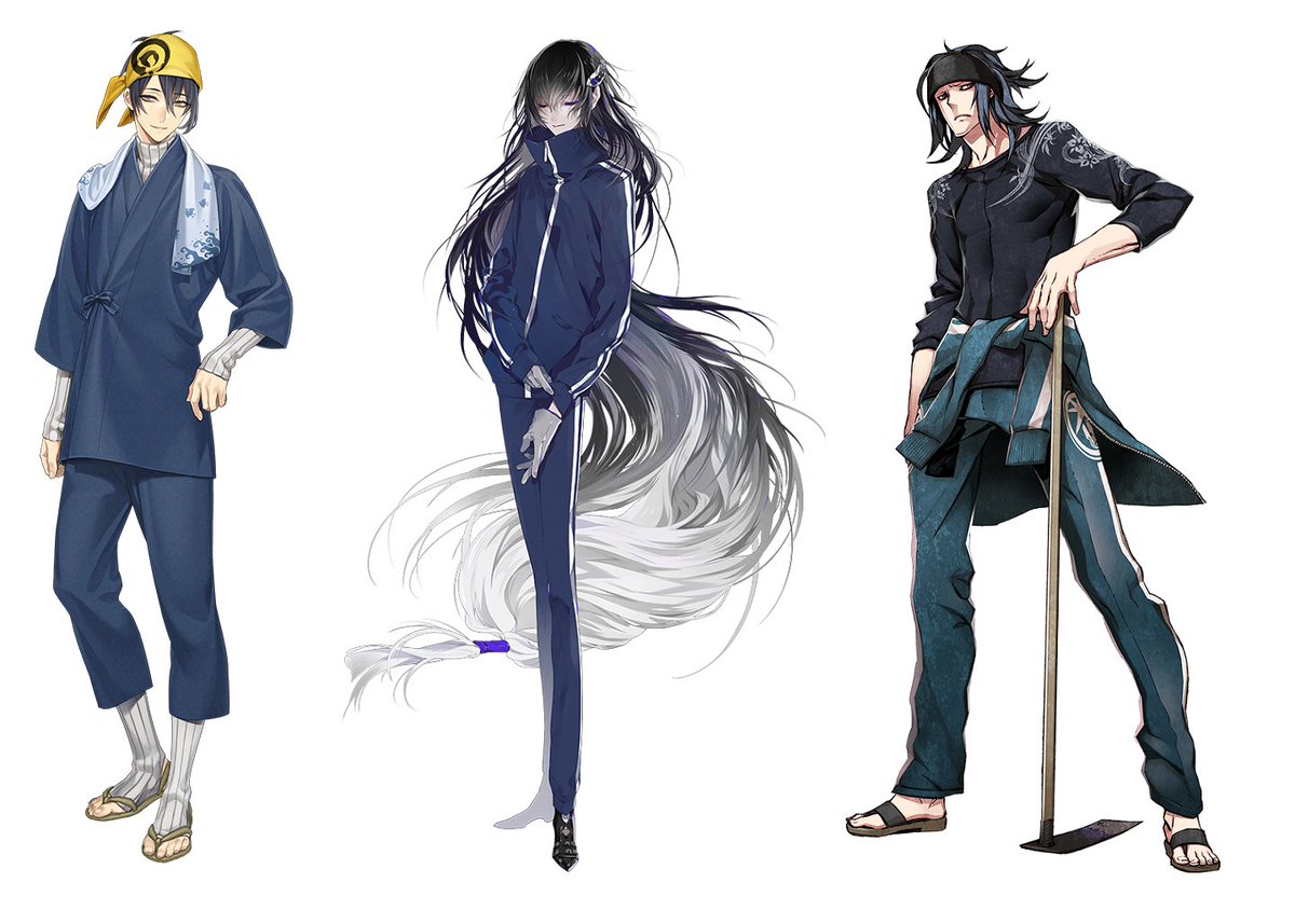 Hana Wanna Break Free Suddenly I Realize All Of 3 Tenka Goken Have Black Hair Their Internal Affair Costumes Also Get Blue Surprise 三日月宗近 数珠丸恒次 大典太光世 刀剣乱舞 T Co Uyipp5epco