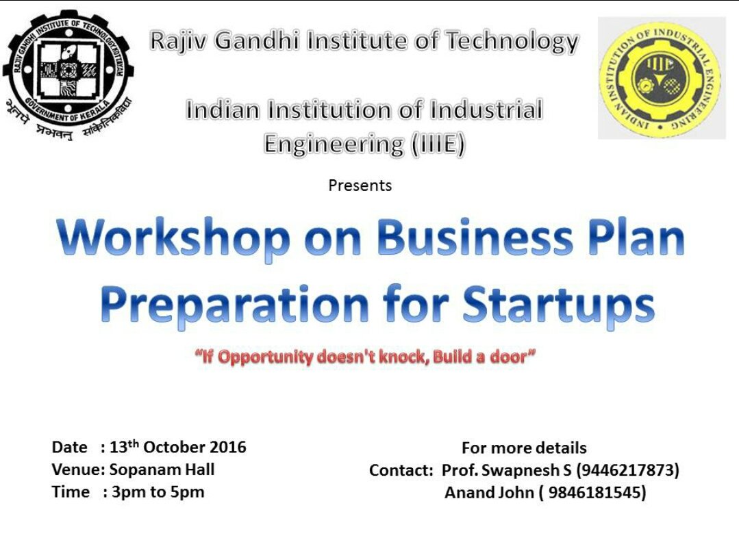 Startup_RIT's tweet photo. Workshop on Business Plan Preparation for #startups @RIT_Kottayam #iedc #businessplan on Oct.15th at 3:00 pm at #Sopanam hall https://t.co/A2wkODXysO
