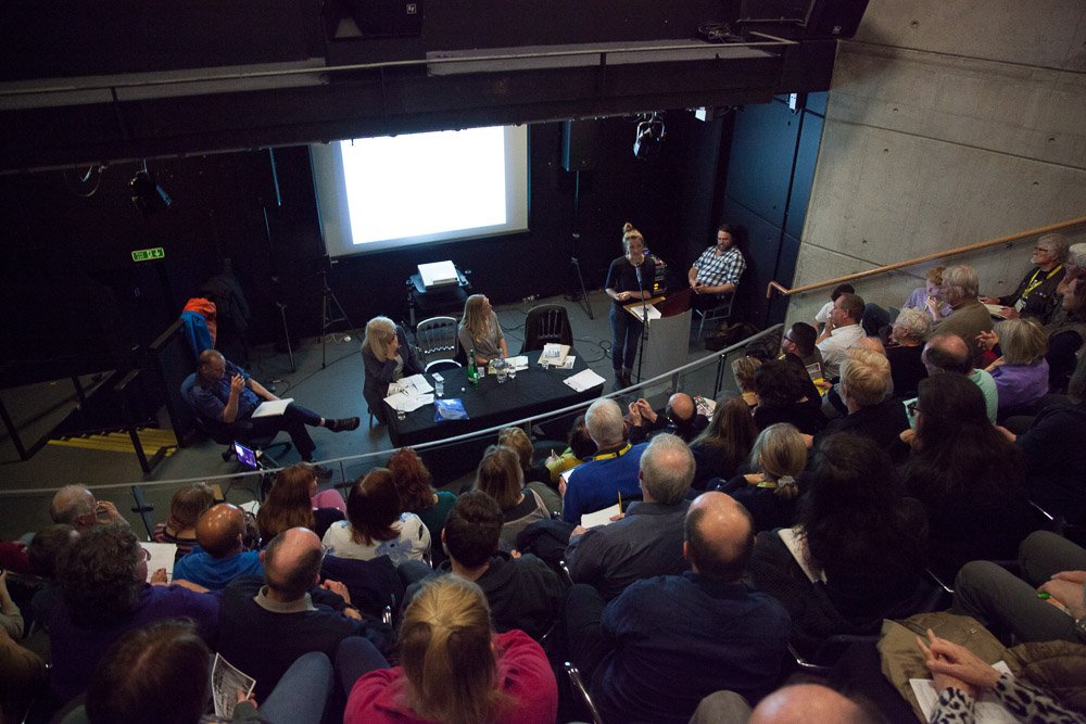 ProtectDamhead's tweet photo. Packed house #LandReform. #SaveJimsFarm from proposed Pentland film studio: "We aren't protesters, we're protectors." #OurLand #SNP16 https://t.co/j9QcI6dM0S