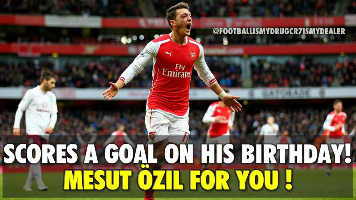 FootyFunz's tweet photo. Having a Good Birthday, Ozil ✌ https://t.co/YdckRJOzqw