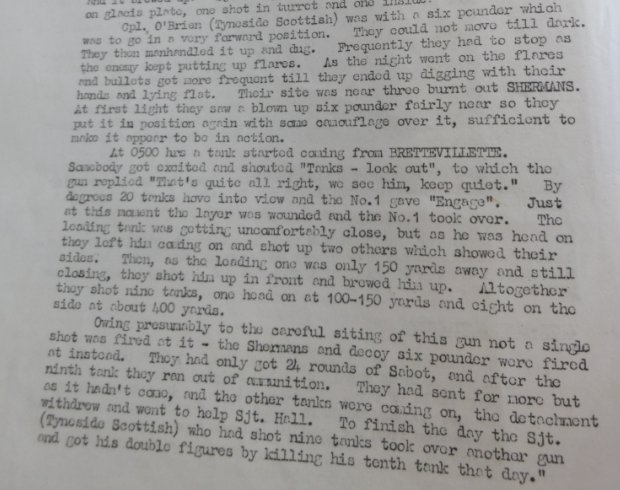 ReassessHistory's tweet photo. For all those wondering, 1 Tyneside Scottish did use 6 Pounder #APDS #Sabot rounds with devastating effect at #Rauray #WW2 WO205/405 https://t.co/fRfHz4l6bA