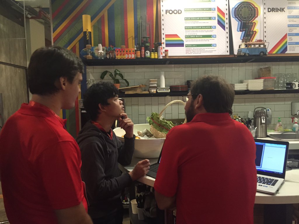 RedefineChris's tweet image. .@jmacagno and Alex Menegello providing some tech support in the overnight hours at #DestinationHack