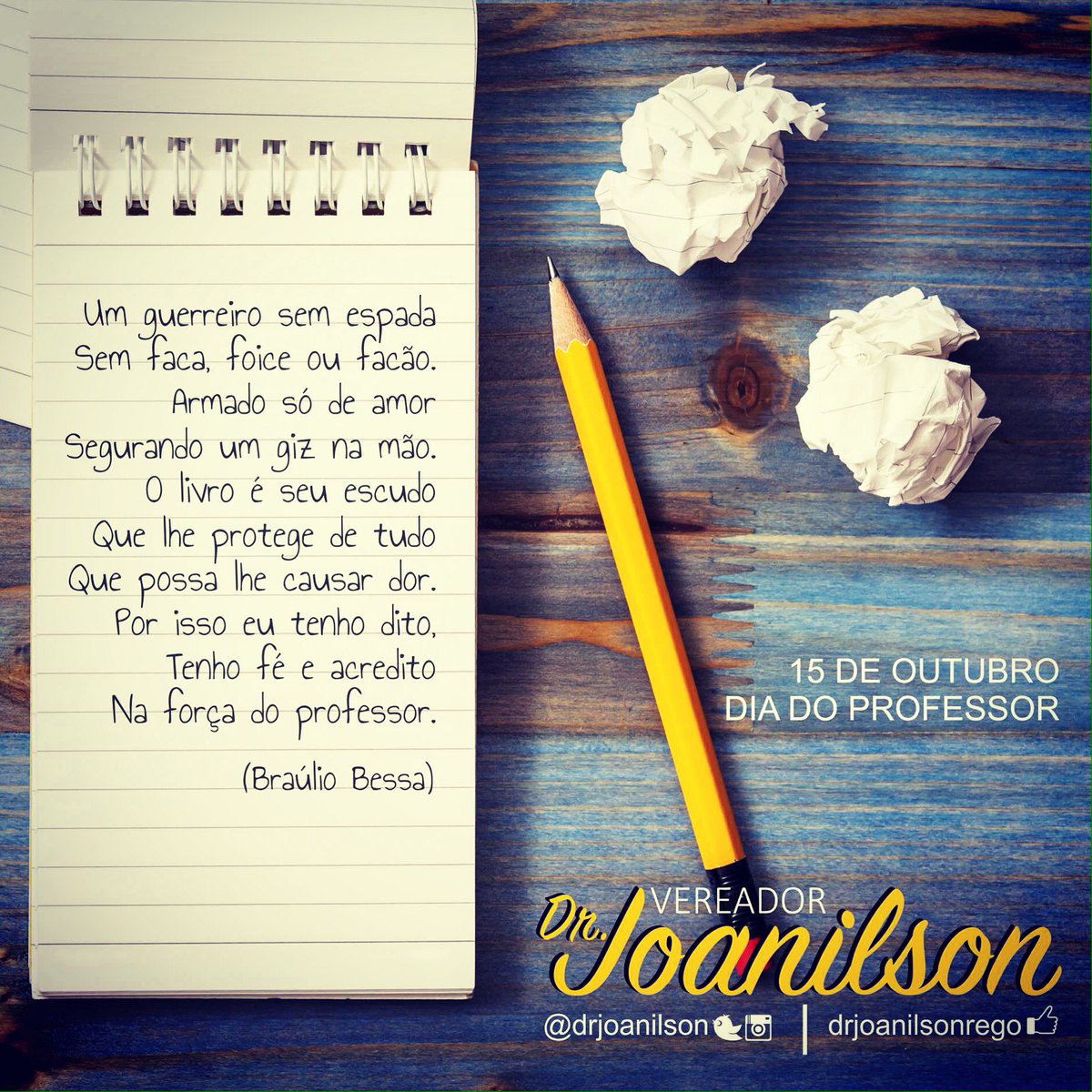 DrJoanilson's tweet photo. Nossa homenagem a todos os professores que lutam, diariamente, para manter viva a chama do "querer aprender". #FelizDiaDoProfessor {🍎} https://t.co/XPi8vN5Kka