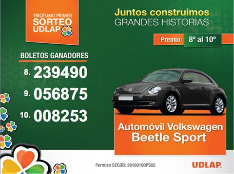 SorteoUDLAP's tweet photo. ¡Felicidades a los afortunados ganadores de un VW Beetle Sport! https://t.co/9dyPGJ7BTB