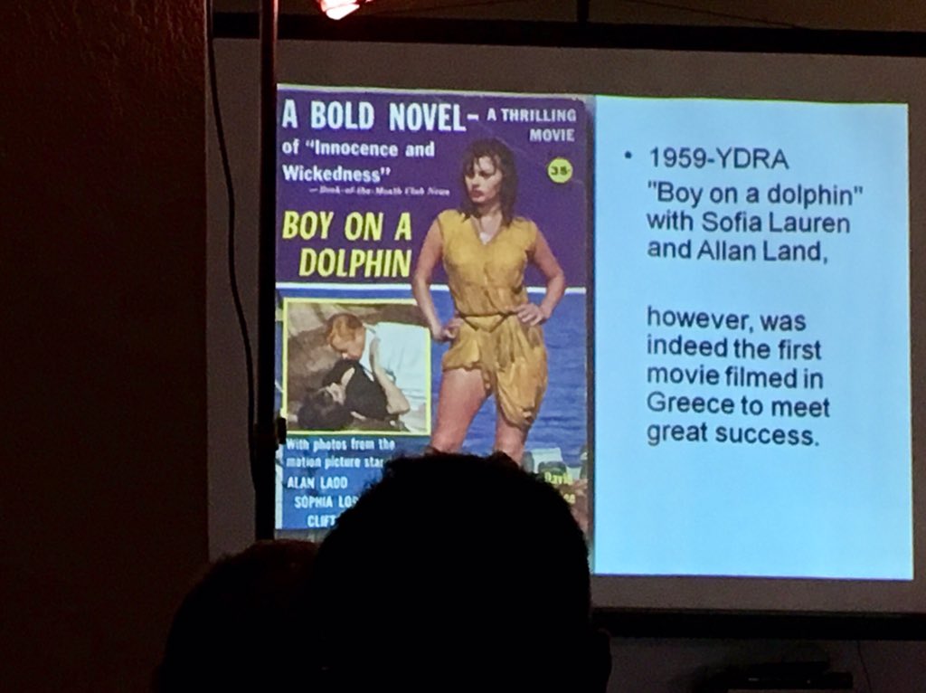 Madmichalis's tweet photo. Mr.Koukias presented a montage of 60 years of foreign film productions in Greece. #yperia #authtraveljournalists https://t.co/CP92C7aIfA