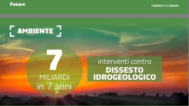 casaitaliagov's tweet photo. #italiasicura #Leggedibilancio #passodopopasso 7 miliardi in 7 anni contro il dissesto idrogeologico https://t.co/1huJ81BP0w https://t.co/kAGfhKZotY