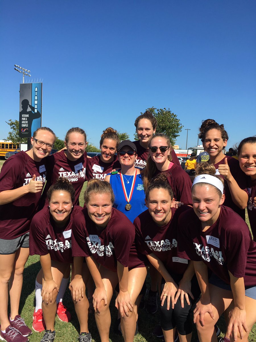 LBratton5's tweet photo. Texas A&amp;M women's Swim Team volunteers at @SOTexas Bocce today! We had a blast cheering on these amazing athletes! #GigEm https://t.co/gSfIjY8yri