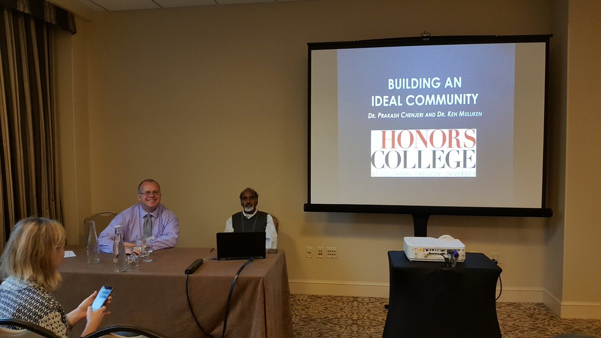 SOU_Honors's tweet photo. Our very own Dr. Ken Mulliken and Dr. Prakash Chenjeri presenting on "Building an Ideal Community" in our Honors College. #SOU #NCHC2016 https://t.co/7pJM8csmbt