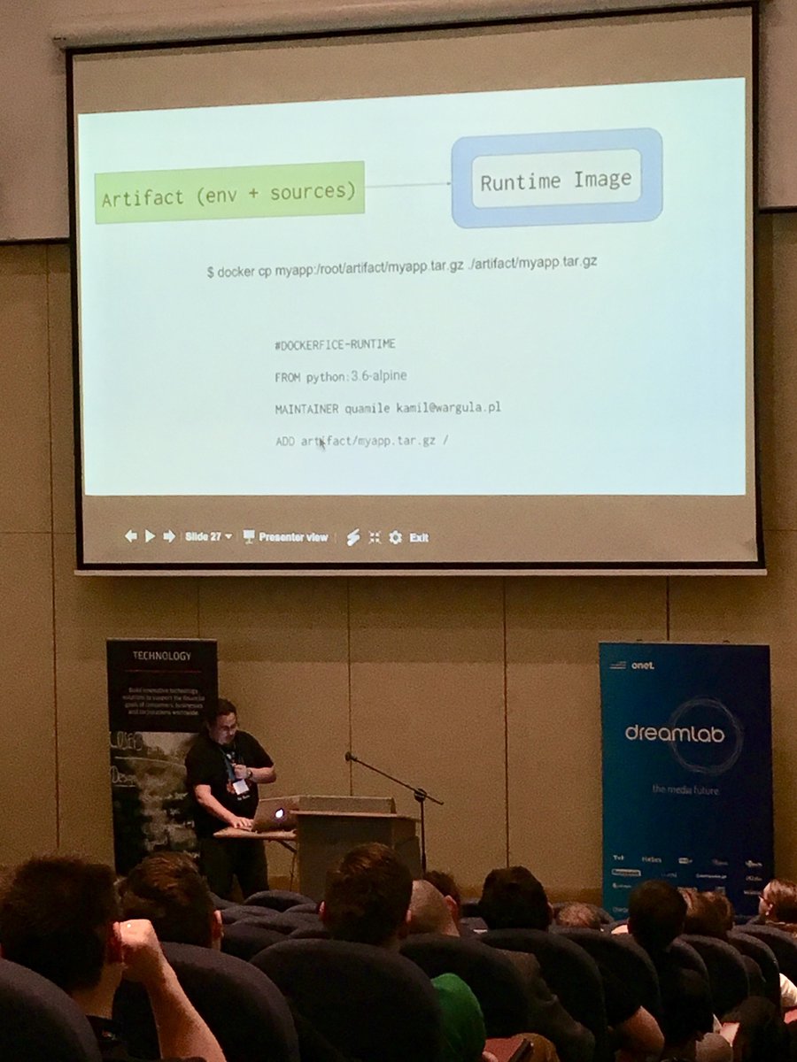 vi4m's tweet image. @Quamilek caught talking how we make #docker containers fast and lean in #Allegro at #PyConPL2016