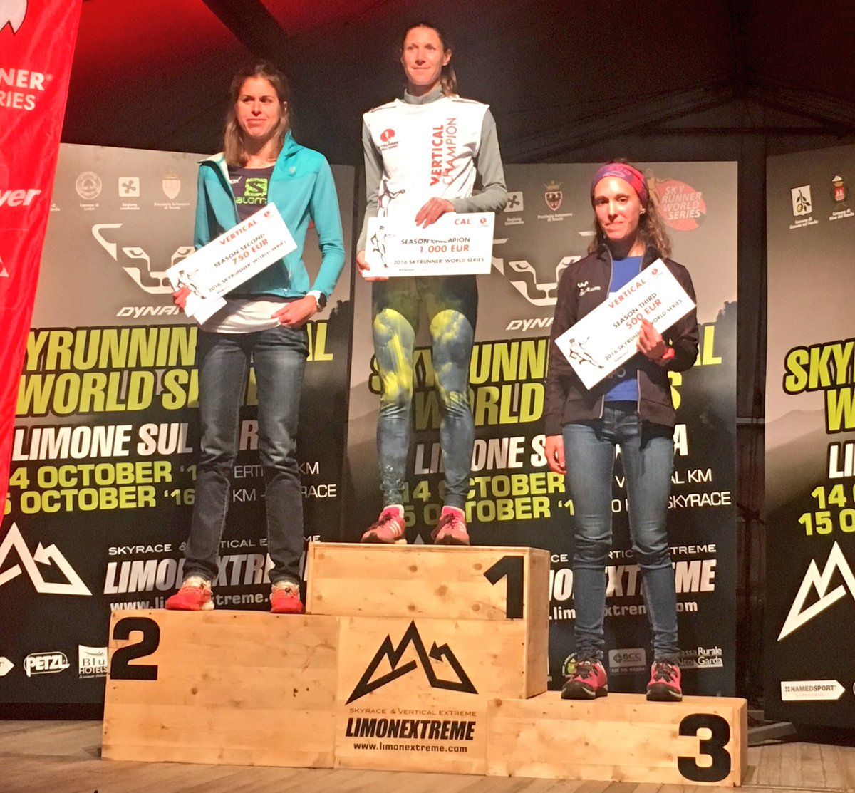 Skyrunning_com's tweet photo. This is the top-3 of the VK ranking in the World Series! Congratulations Maria, Laura and our champion... Christel Dewalle!!! #SWS16finals https://t.co/Vuj6OKugjv