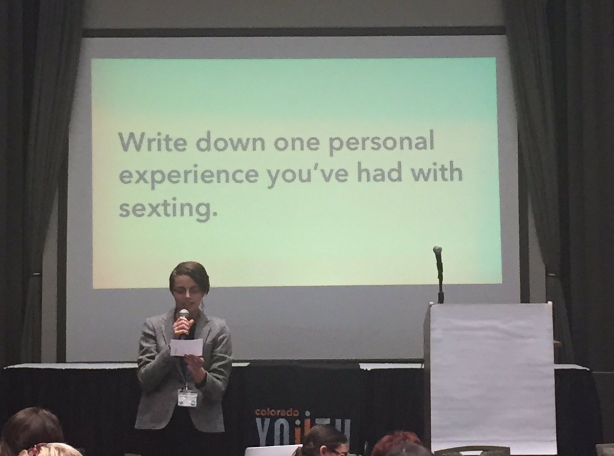 COYouthMatter's tweet photo. Sexting can be part of healthy relationships. @amyadele is unpacking how we can change the convo. #RTB2016 https://t.co/9dt6yEscXo