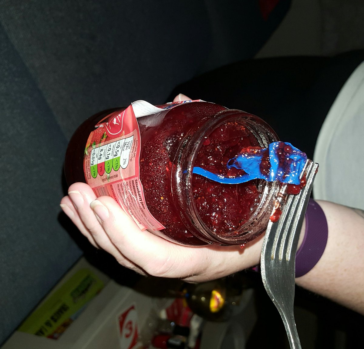 KMcClumpha's tweet photo. @AldiUK jamming my daughters toast to find this nasty surprise in the jar!! #shocking https://t.co/AtAUwEXTnh