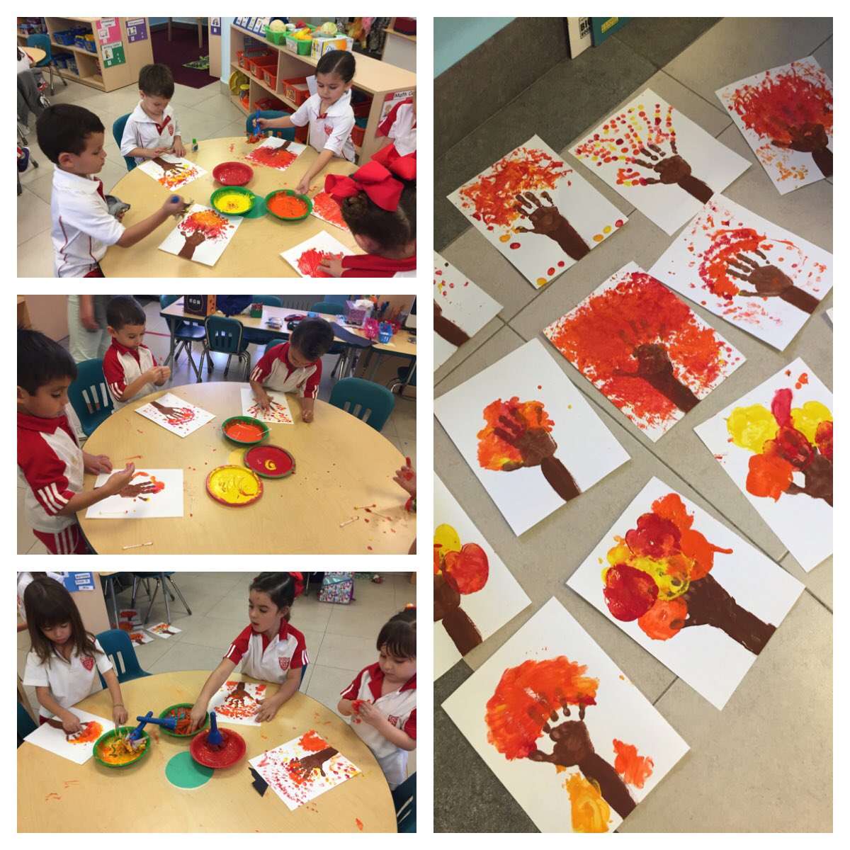 rociosuarez's tweet photo. Creating own fall trees using paint and different tools!  #alldifferent #creativityandfun #PKClearns @marusegovia https://t.co/F034vHDlBi