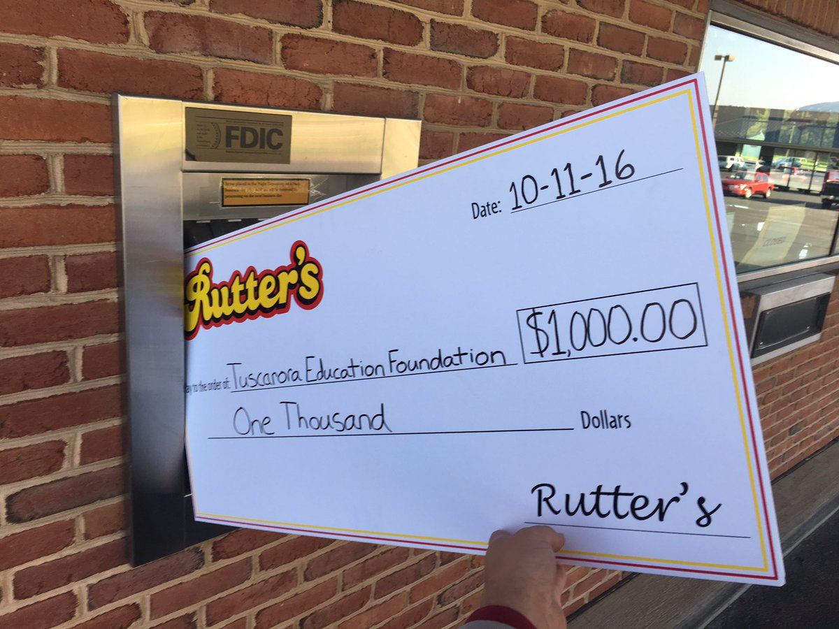 Making a deposit today was complicated...darn night deposit boxes aren't big enough. Thanks again to @RuttersFS for their support. #bigcheck
