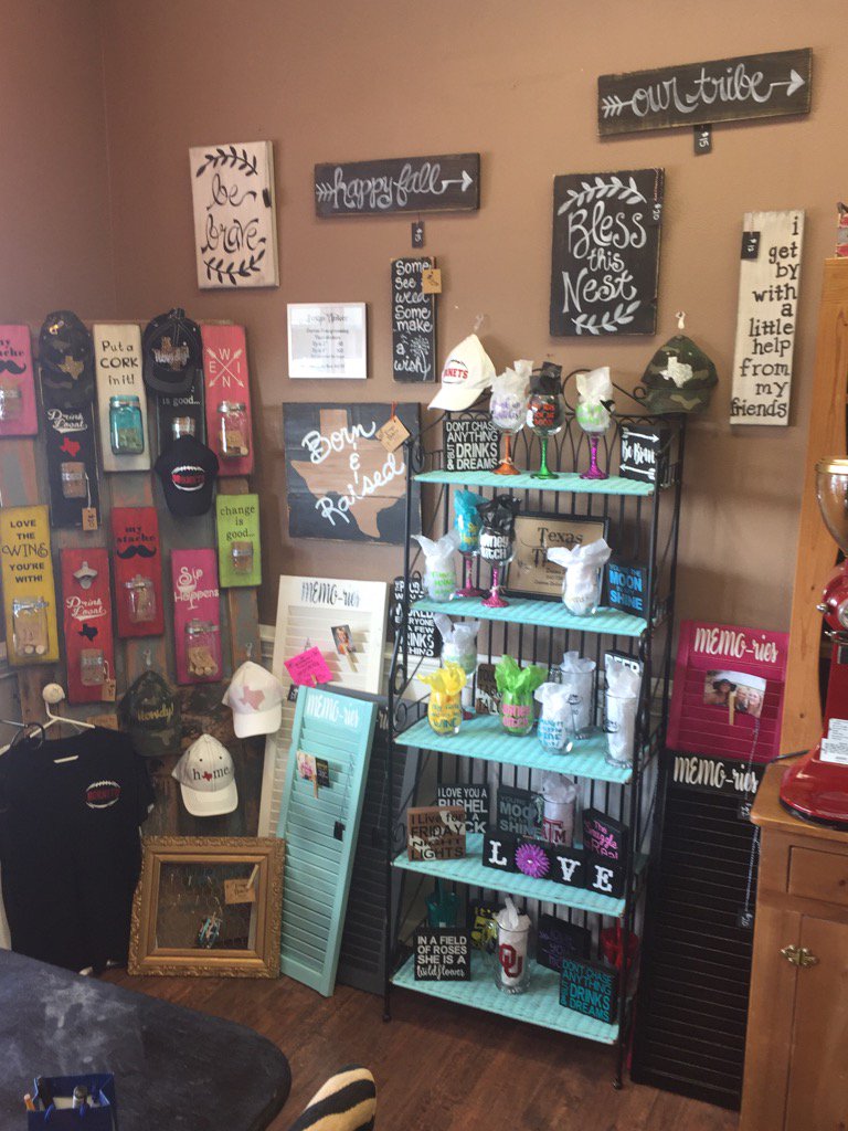 DannaHess's tweet photo. #shoplocal at my #TexasTinker booth in Muenster! New stuff weekly! Cute wine glasses &amp; gifts for that special friend! https://t.co/s7mDVZGTKB
