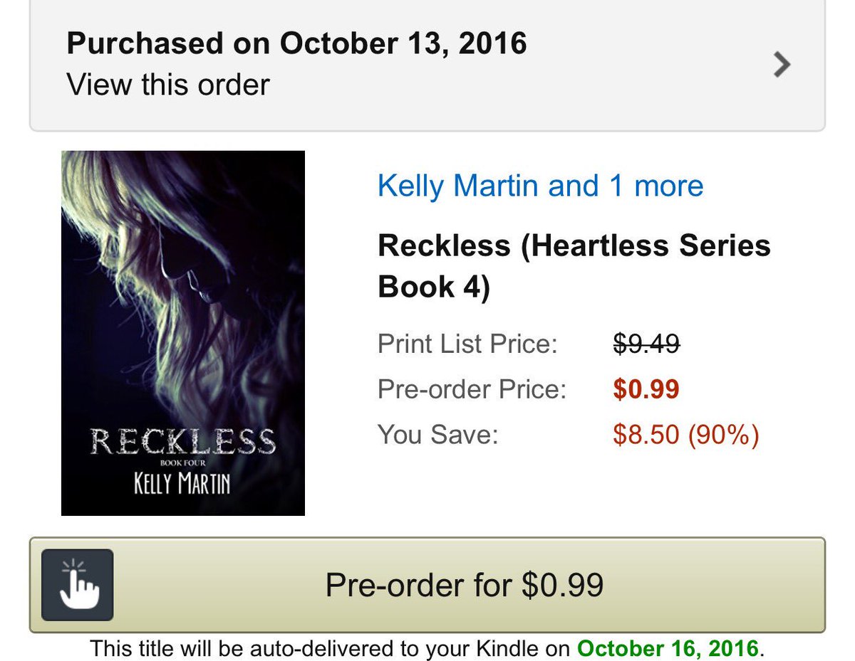 sagereads02's tweet photo. Ready for midnight! Book 4 Reckless of the Heartless series will be released! So excited! #bookrelease #heartlessseries #kellymartin #f4f https://t.co/QwIehGFIsP