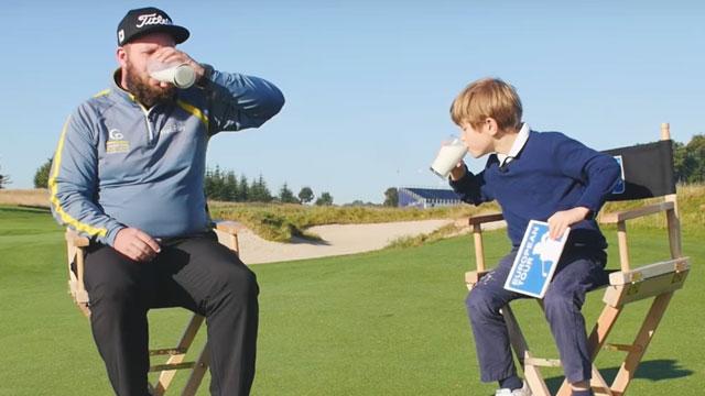 The legend of Beef continues: <a href="/BeefGolf/">Andrew 'Beef' Johnston</a> takes on kid in milk chugging contest go.pga.com/2dWHSbw
