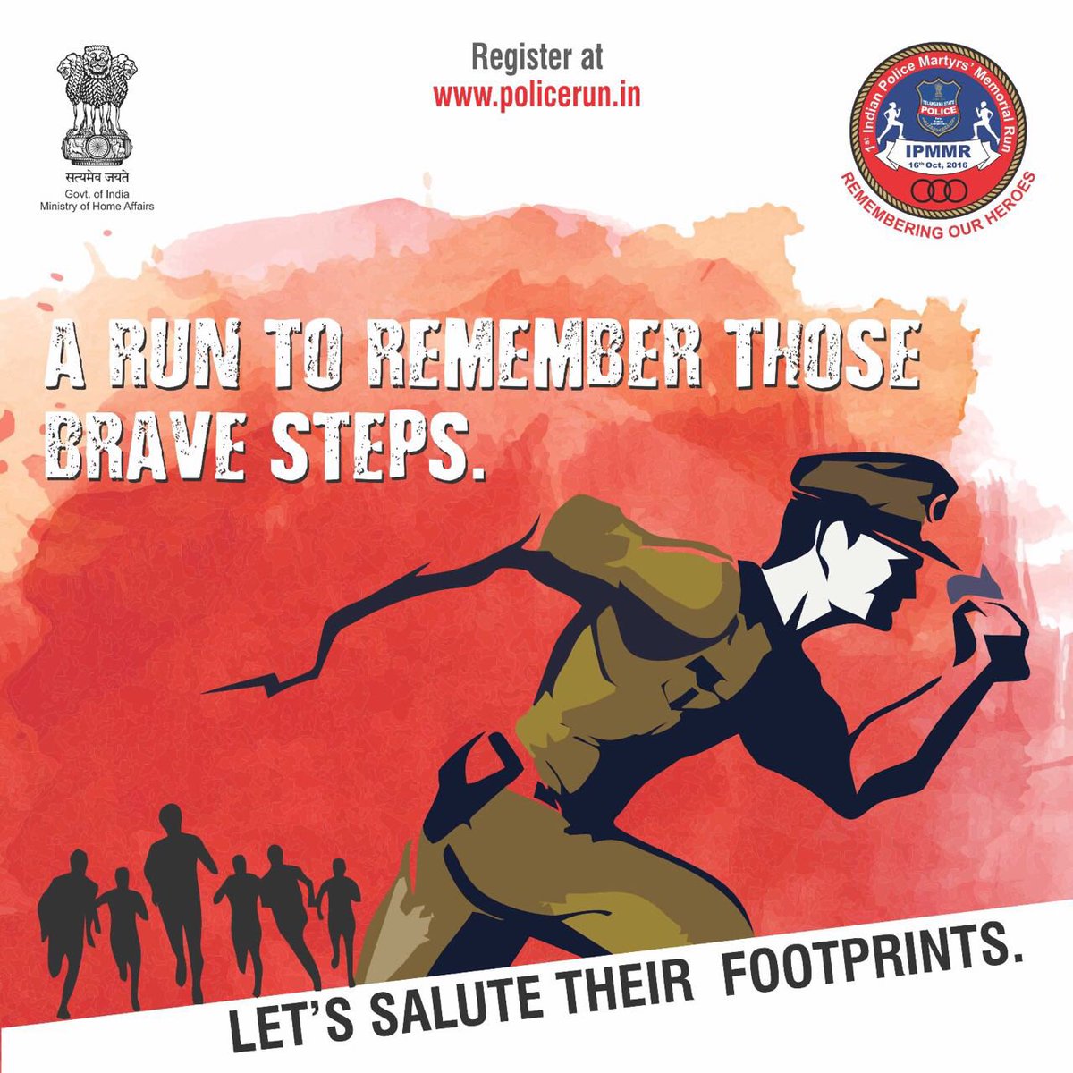 TelanganaDGP's tweet photo. Today is a new beginning. India is running for Police Martyrs ! Welcome to #IPMMR2016 @HMOIndia @IPS_Association https://t.co/obd7hytJsg