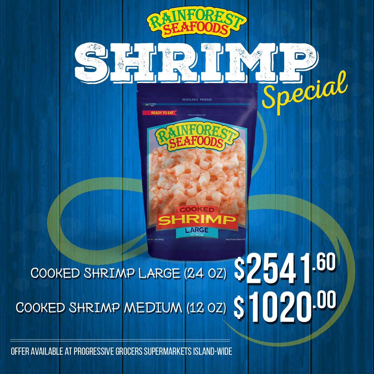 RainforestCarib's tweet photo. Don't miss out on this #RainforestSeafoods #CookedShrimp special happening all month long (October) at Progressive Grocers Supermarkets (JA) https://t.co/bV4YaShrWy