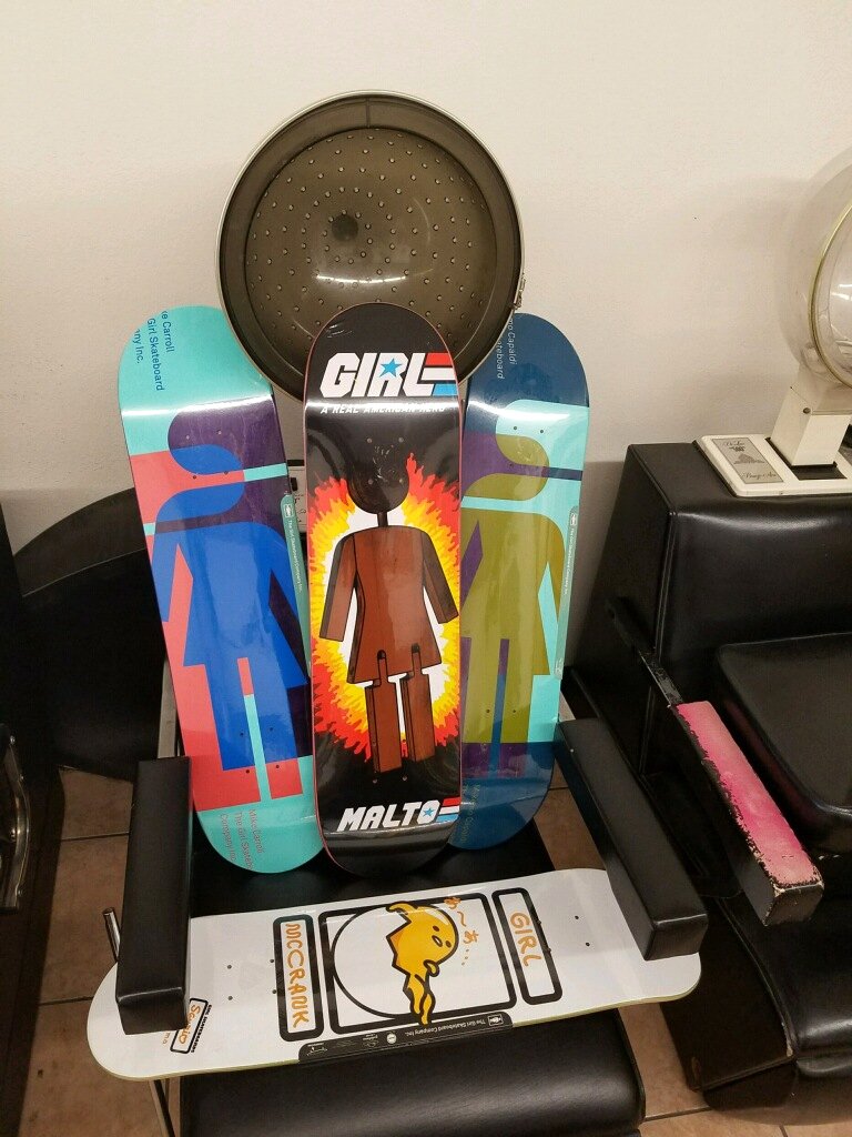 VSkateAndSurf's tweet photo. The Girls are in the Salon! Latest from Girl Skateboards! Starring: Mike Carroll, Sean Malto, Rick McCrank and Mike Mo Capaldi. https://t.co/lxS8gWknrv